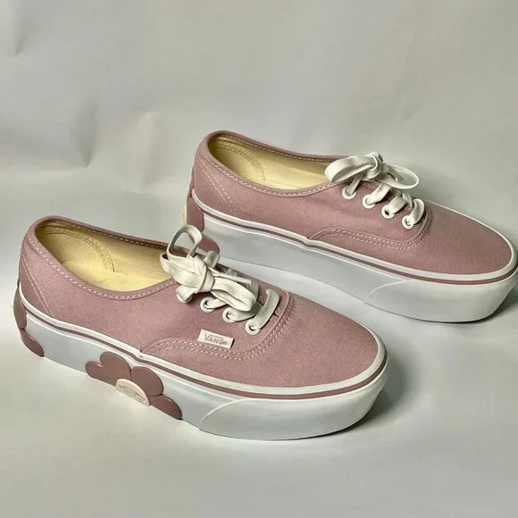 Vans Pink Canvas Platform Sneakers W/ Floral Design Womens Size 6.5 - Picture 4 of 9